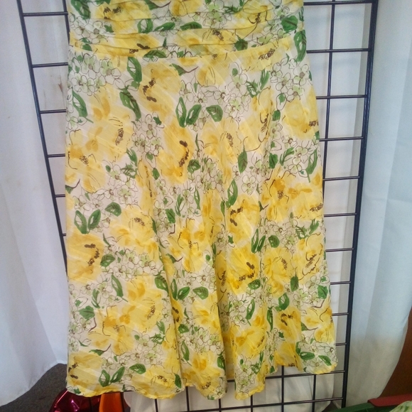 Vintage Robbie Bee Floral  Midi Dress Womens sz 12 Yellow w/Green Sleeveless - Picture 5 of 7